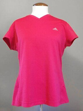Vintage 2006 Adidas Cherry Red Climalite Jersey Tee Y2K Blokecore